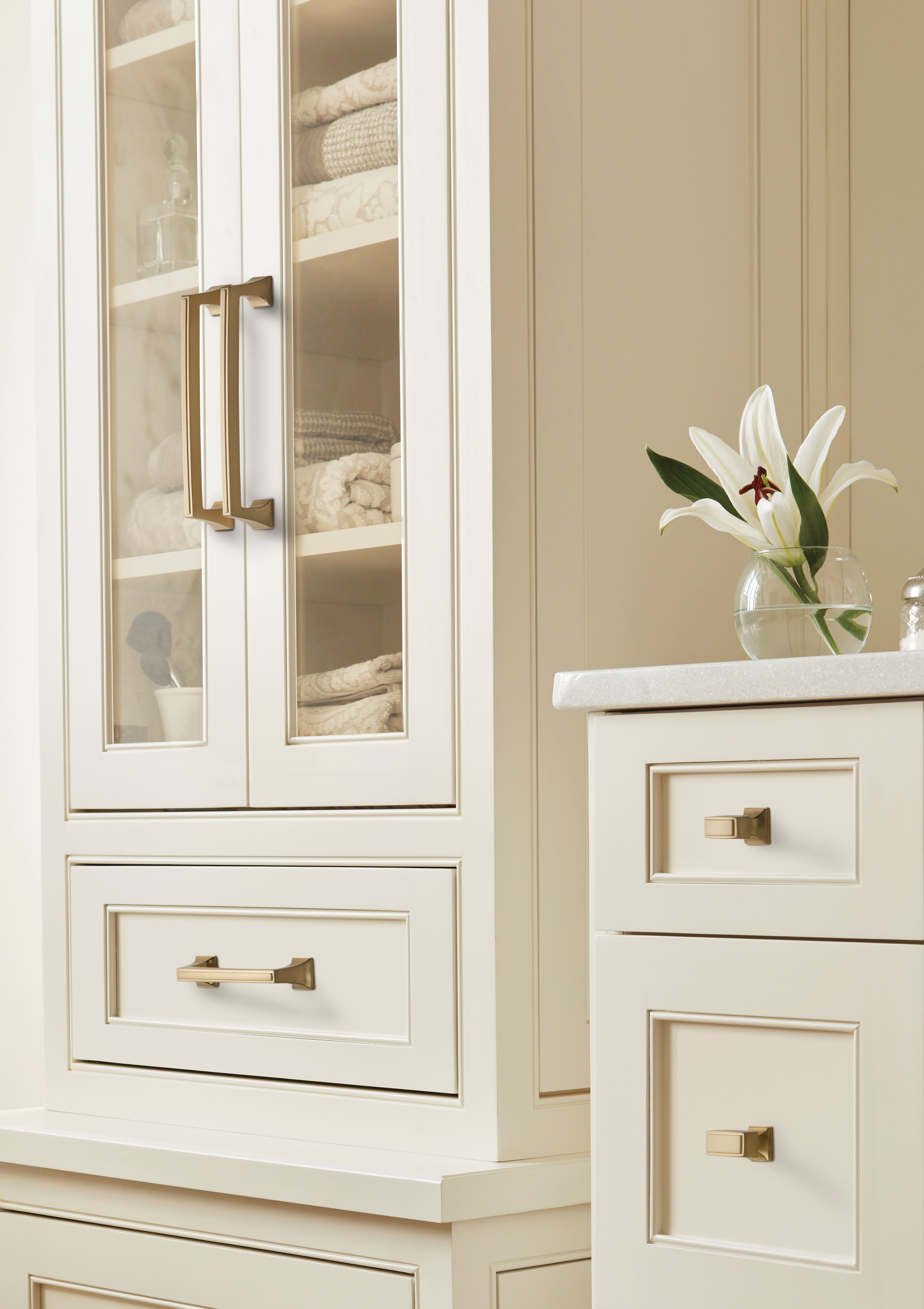 Amerock Lifestyle Golden-Champagne_Knob_Amerock_Cabinet-Hardware_Mulholland_BP53029BBZ_Lifestyle_Bathroom_19-1