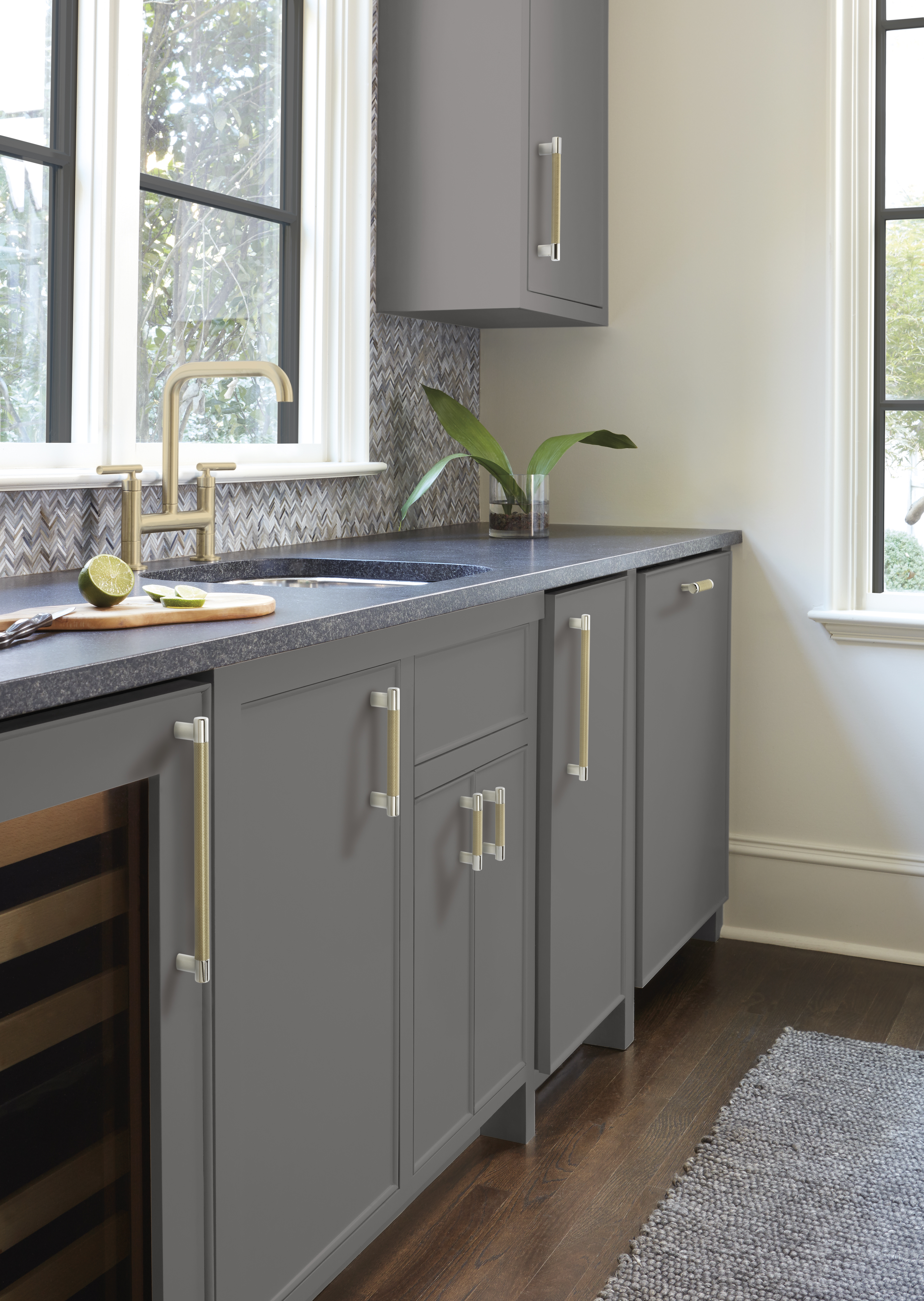 Amerock Lifestyle Polished-Nickel-and-Golden-Champagne_Pull_Amerock_Cabinet-Hardware_Esquire_BP36560PNBBZ_Lifestyle_19-2