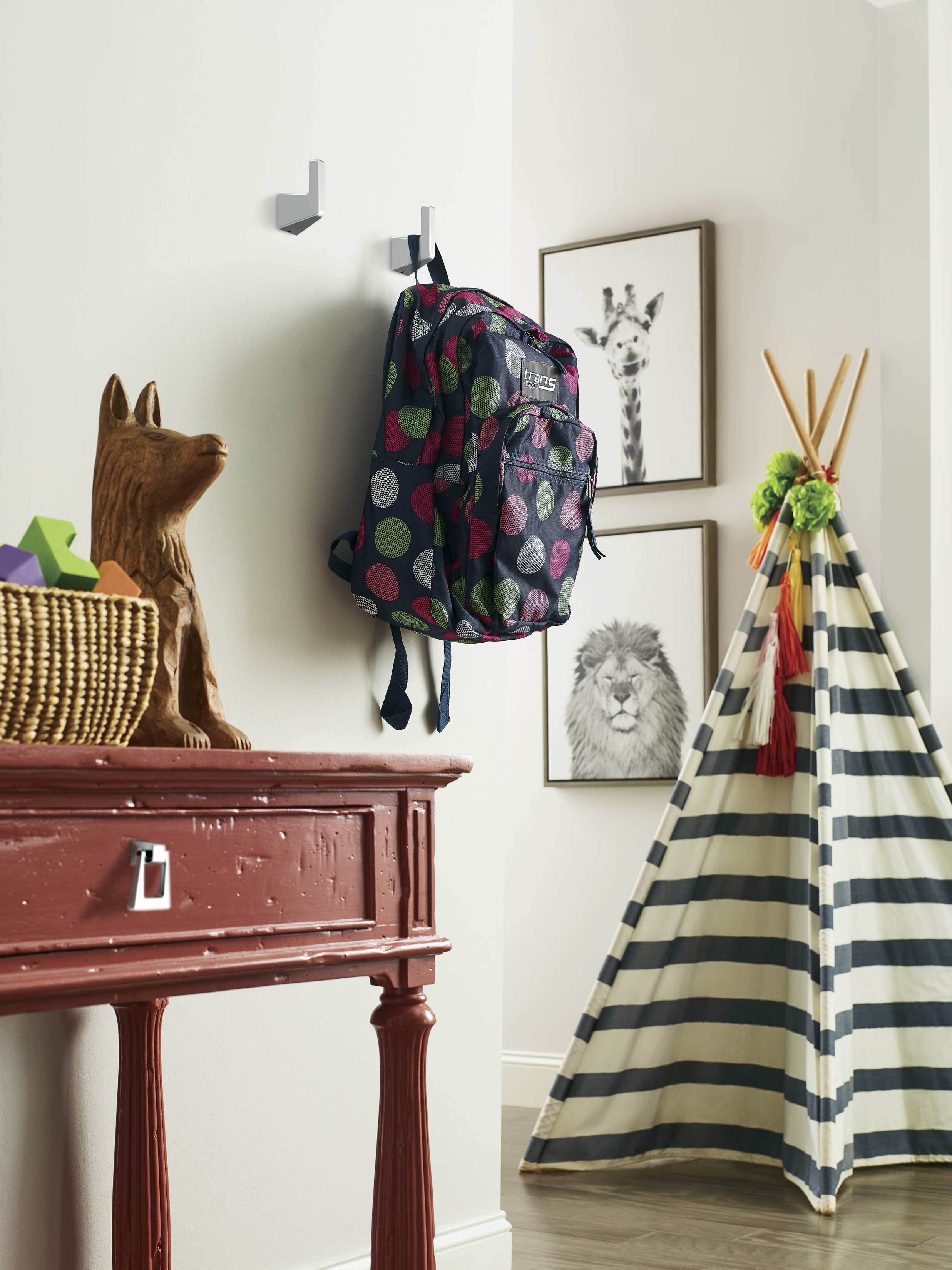 Amerock Lifestyle Polished-Nickel_Robe-Hook_Amerock_Bath-Accessories_Blackrock_BH36000PN_Playroom_23